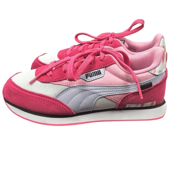 Puma Future Riders Girls Sneakers Size 3C Pink & White - Picture 3 of 9
